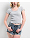 Zine Rosie Pointelle Grey Crop T-Shirt - Thumbnail image 1 of 3