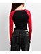Zine Sam Red & Black Raglan Long Sleeve Crop T-Shirt - Thumbnail image 2 of 3