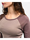Zine Sam Taupe Raglan Long Sleeve Crop T-Shirt - Thumbnail image 3 of 3
