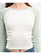 Zine Sam Tofu & Aqua Raglan Long Sleeve Crop T-Shirt - Thumbnail image 2 of 2
