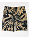 Zine Silas Incense Tan & Black Tie Dye Sweat Shorts - Thumbnail image 1 of 5