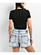 Zine Sinah Black Side Cinch Crop T-Shirt - Thumbnail image 2 of 3