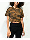 Zine Syd Orange & Black Tie Dye Crop T-Shirt - Thumbnail image 1 of 3