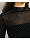 Zutter Swiss Dot Rhinestone Lace Black Long Sleeve Mock Neck Shirt - Thumbnail image 3 of 3