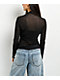 Zutter Swiss Dot Rhinestone Lace Black Long Sleeve Mock Neck Shirt - Thumbnail image 2 of 3
