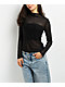 Zutter Swiss Dot Rhinestone Lace Black Long Sleeve Mock Neck Shirt - Thumbnail image 1 of 3