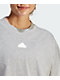 adidas 3 Stripe Grey Crop T-Shirt - Thumbnail image 3 of 3