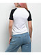 adidas Adicolor 3 Stripe White & Black Slim Raglan T-Shirt - Thumbnail image 2 of 3