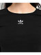 adidas Essentials Black Long Sleeve Crop T-Shirt - Thumbnail image 3 of 3