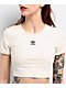 adidas Essentials Cream Ribbed Crop T-Shirt - Thumbnail image 3 of 3