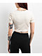 adidas Essentials Cream Ribbed Crop T-Shirt - Thumbnail image 2 of 3