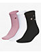 adidas Icons 3 Pack Pink, White & Black Quarter Socks - Thumbnail image 1 of 4