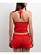 adidas Knitted Crochet Semi Lucid Red Halter Top - Thumbnail image 2 of 5