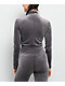 adidas Originals Essentials Grey Velour Zip Crop Track Jacket - Thumbnail image 2 of 4