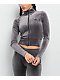 adidas Originals Essentials Grey Velour Zip Crop Track Jacket - Thumbnail image 1 of 4