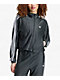 adidas Originals Firebird Pinstripe Black & Silver Metallic Crop Track Jacket - Thumbnail image 1 of 6