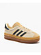 adidas Originals Gazelle Bold Cream White, Black & Sand Platform Shoes - Thumbnail image 1 of 6
