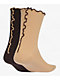 adidas Ruffle 2 Pack Magic Beige & Aurora Coffee Crew Socks - Thumbnail image 2 of 4