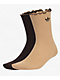 adidas Ruffle 2 Pack Magic Beige & Aurora Coffee Crew Socks - Thumbnail image 1 of 4