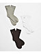 adidas Signature Brown, White & Grey 3 Pack High Quarter Crew Socks - Thumbnail image 1 of 5