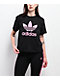 adidas Trefoil Black & Pink Boxy T-Shirt - Thumbnail image 1 of 4