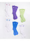 adidas Trefoil White, Sky Blue, Purple, & Green 6 Pack Crew Socks