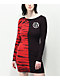 broken promises riot vestido de manga larga tie dye rojo dividido